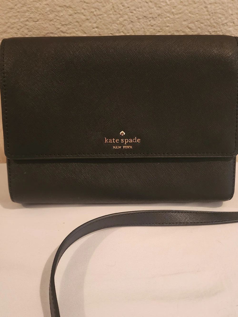 Kate Spade Cove Street Dody Saffiano Leather Flap Crossbody Bag - Black